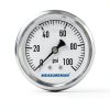 MEASUREMAN 2-1/2" Dial Size, Glycerin Filled Plumbing Pressure Gauge, 0-100psi, Stainless Steel Case, 1/4" NPT Back Mount-1
