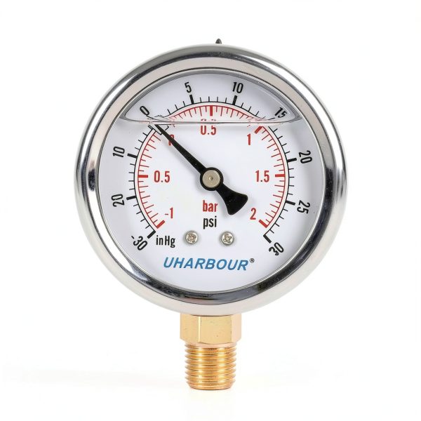 Glycerin Filled Vacuum Gauge by Uharbour 2.5" Clear Dial Stainless-2