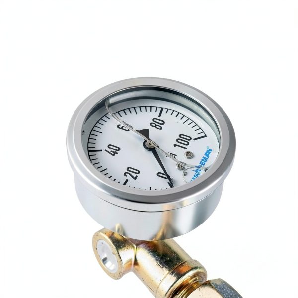 MEASUREMAN 2-1/2" Dial Size, Glycerin Filled Plumbing Pressure Gauge, 0-100psi, Stainless Steel Case, 1/4" NPT Back Mount-5