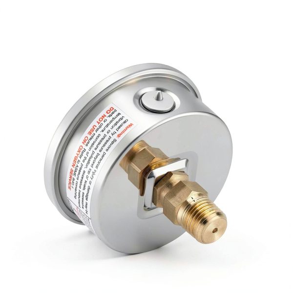 MEASUREMAN 2-1/2" Dial Size, Glycerin Filled Plumbing Pressure Gauge, 0-100psi, Stainless Steel Case, 1/4" NPT Back Mount-2