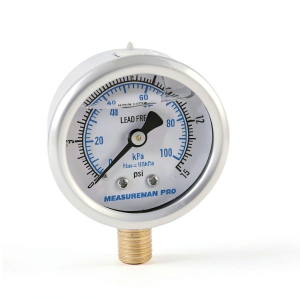 MEASUREMAN PRO 2" Pressure Gauge 0-15 psi Glycerin Filled Steel-4