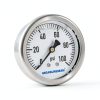 MEASUREMAN 2-1/2" Dial Size, Glycerin Filled Plumbing Pressure Gauge, 0-100psi, Stainless Steel Case, 1/4" NPT Back Mount-0