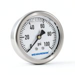 MEASUREMAN 2-1/2" Dial Size, Glycerin Filled Plumbing Pressure Gauge, 0-100psi, Stainless Steel Case, 1/4" NPT Back Mount-0