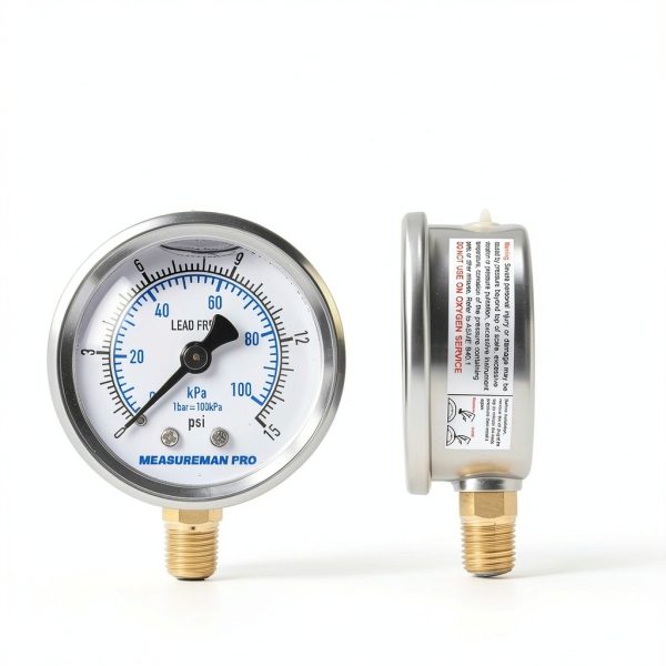 MEASUREMAN PRO 2" Pressure Gauge 0-15 psi Glycerin Filled Steel-2