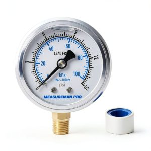 MEASUREMAN PRO 2" Pressure Gauge 0-15 psi Glycerin Filled Steel-0